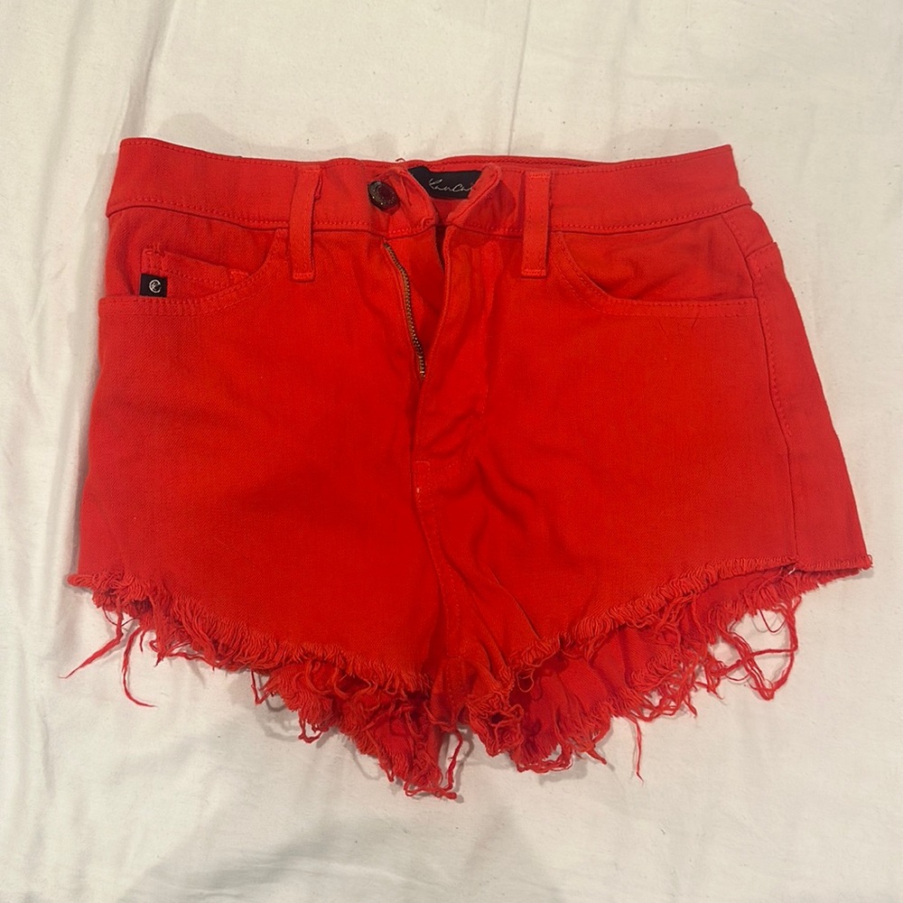 KanCan Orange/red jean shorts